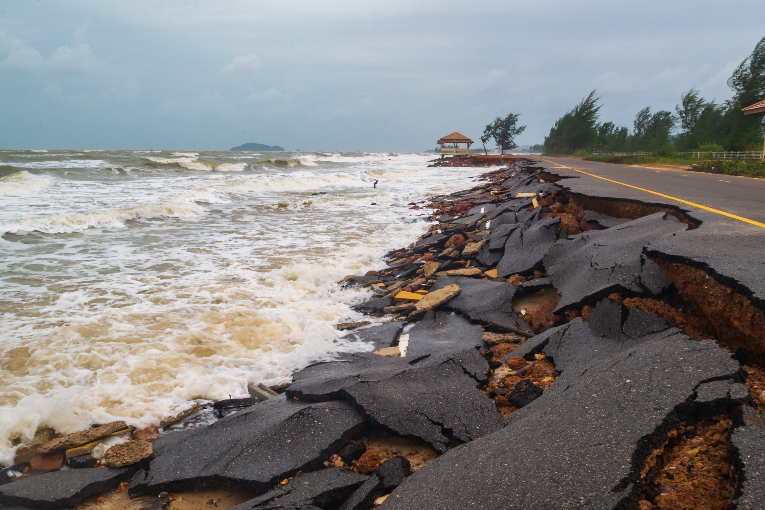 Road,Damage,Caused,By,Sea,Waves,Erode